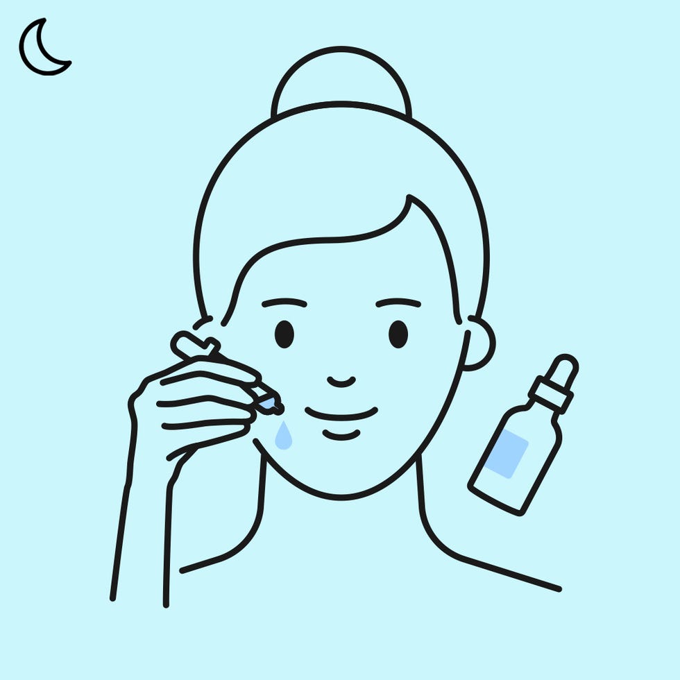 woman applying serum at night