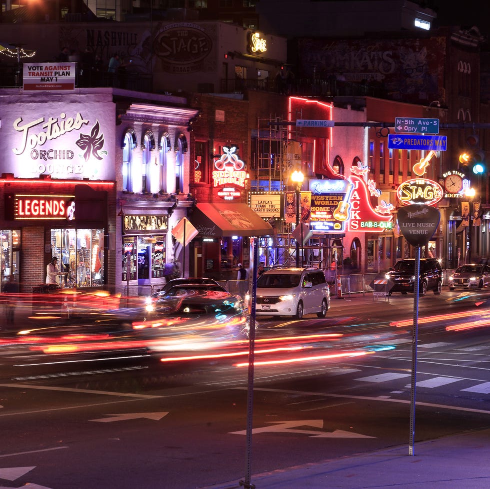 night view of lower broadway