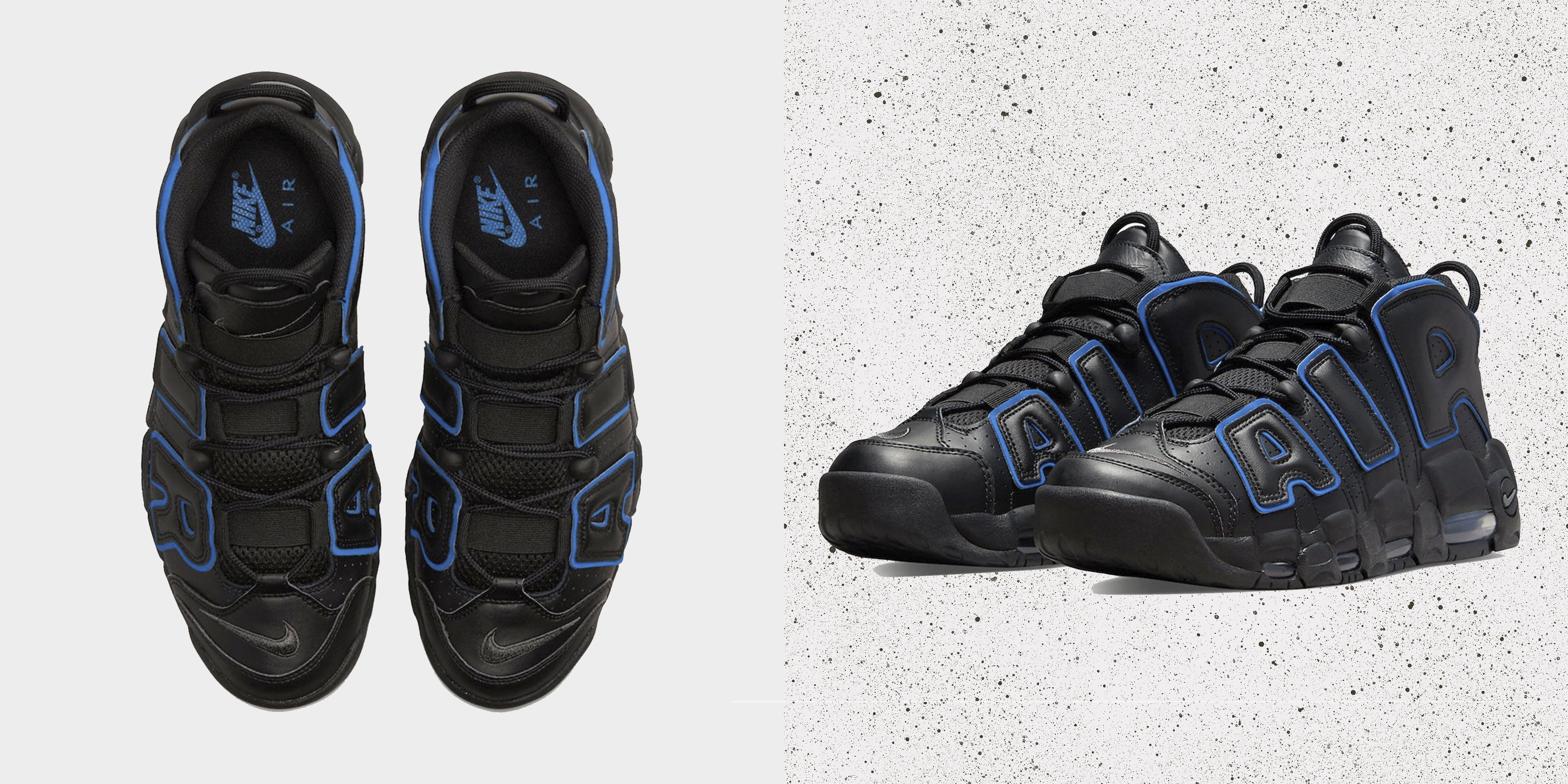 nike uptempo black blue