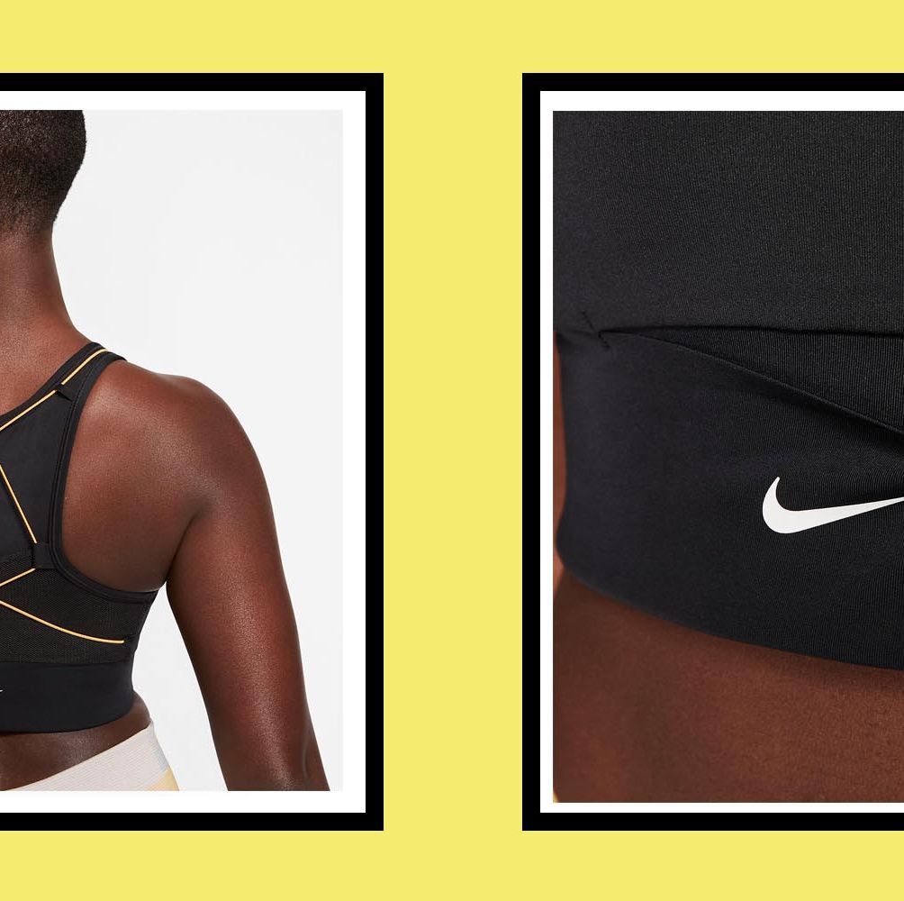 Nike Women\'s Medium Support Non Padded Sports Bra with Band, White/Black/(Black),  X