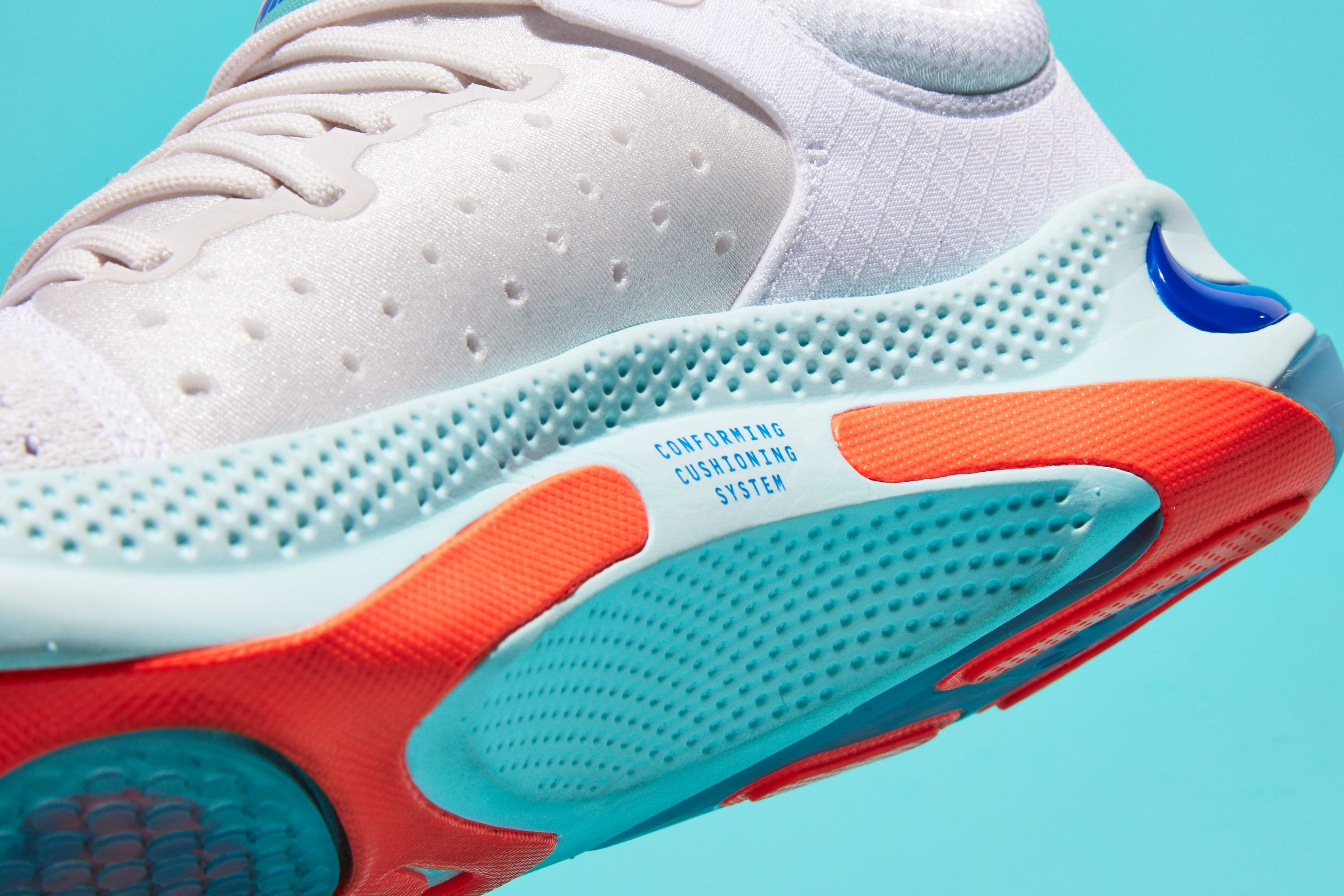 Footwear, Outdoor shoe, Running shoe, Shoe, White, Orange, Aqua, Blue, Turquoise, Azure, 
