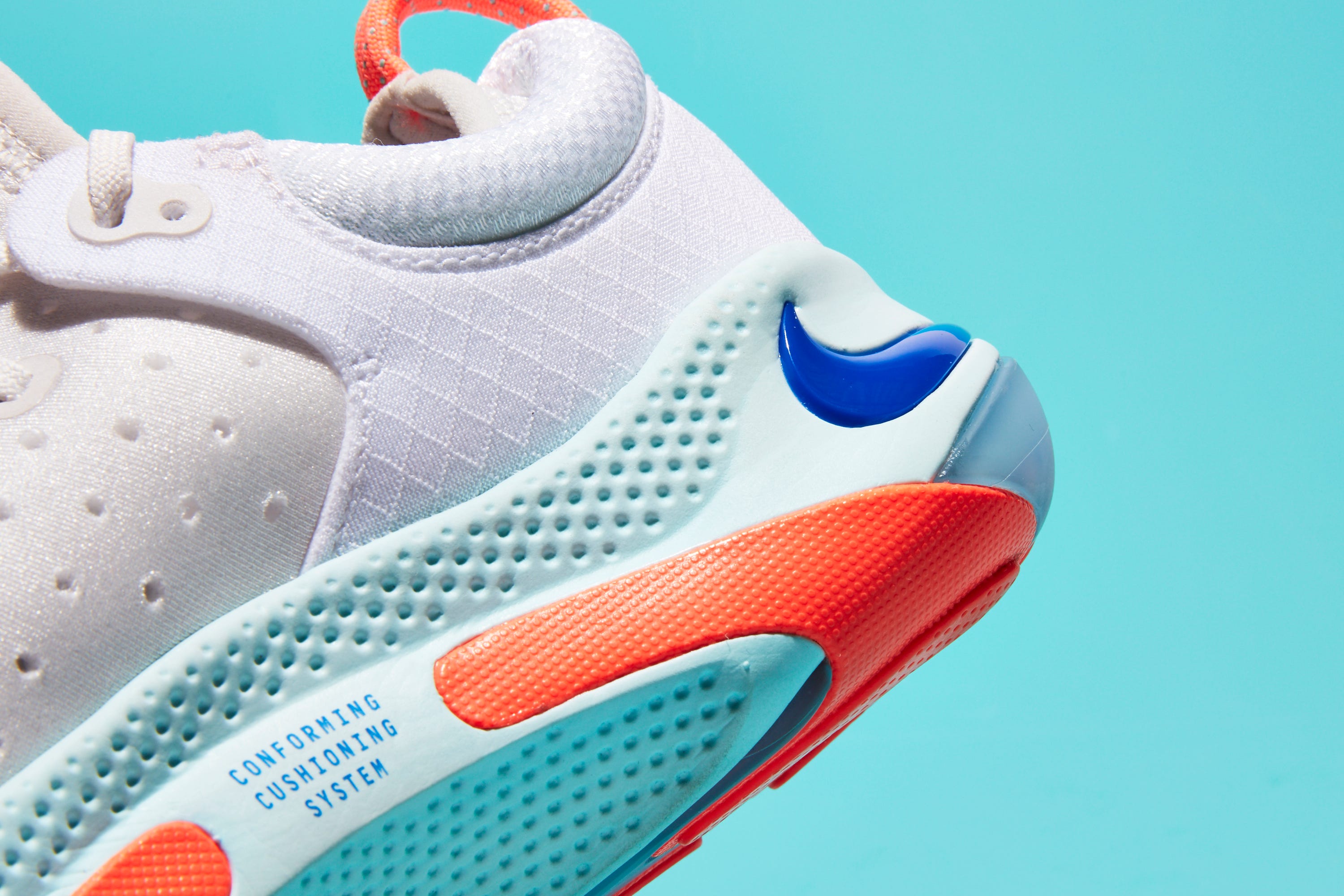 Footwear, White, Orange, Shoe, Blue, Running shoe, Aqua, Turquoise, Outdoor shoe, Walking shoe, 