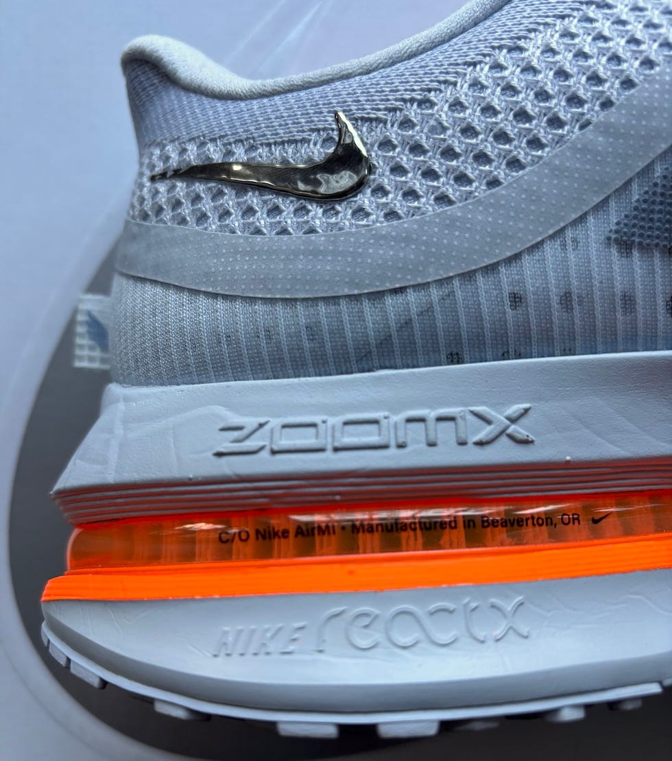 closeup view of a limited Nike shoe showing branding and tread