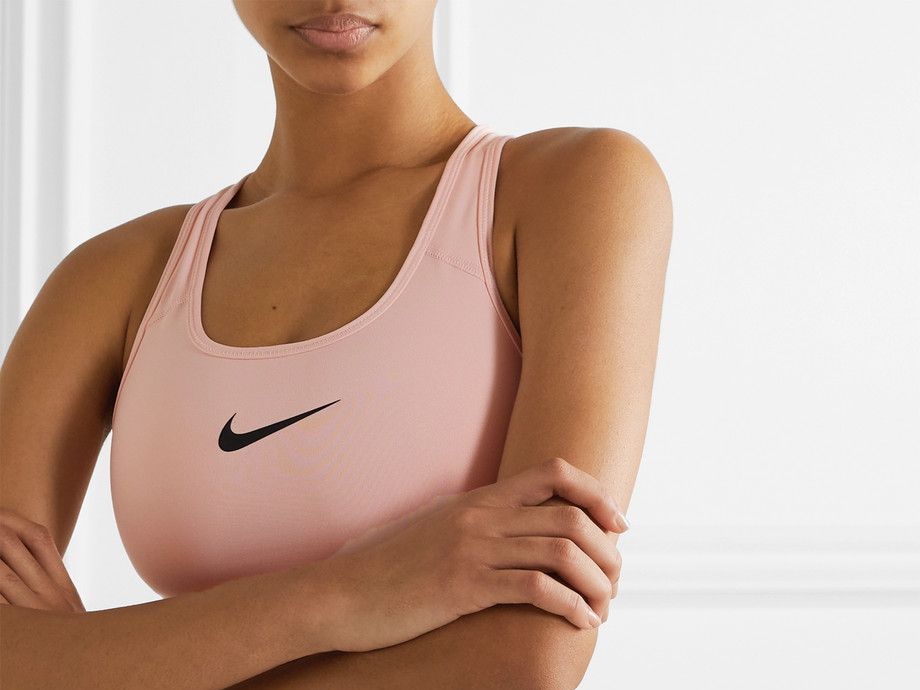 Nike Training Graphic Bandeau Sports Bra in Pink