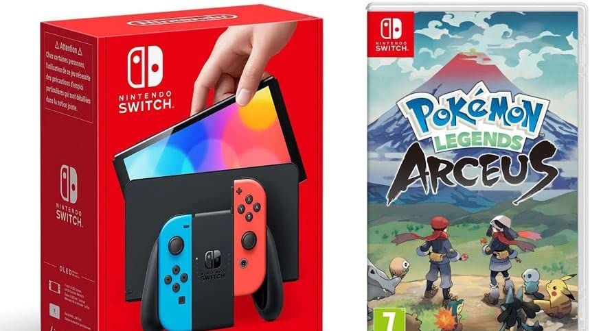 Nintendo Switch - OLED: Mario Red Edition Bundle with Pokémon Shield Game 
