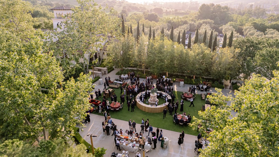 an aerial view of a party