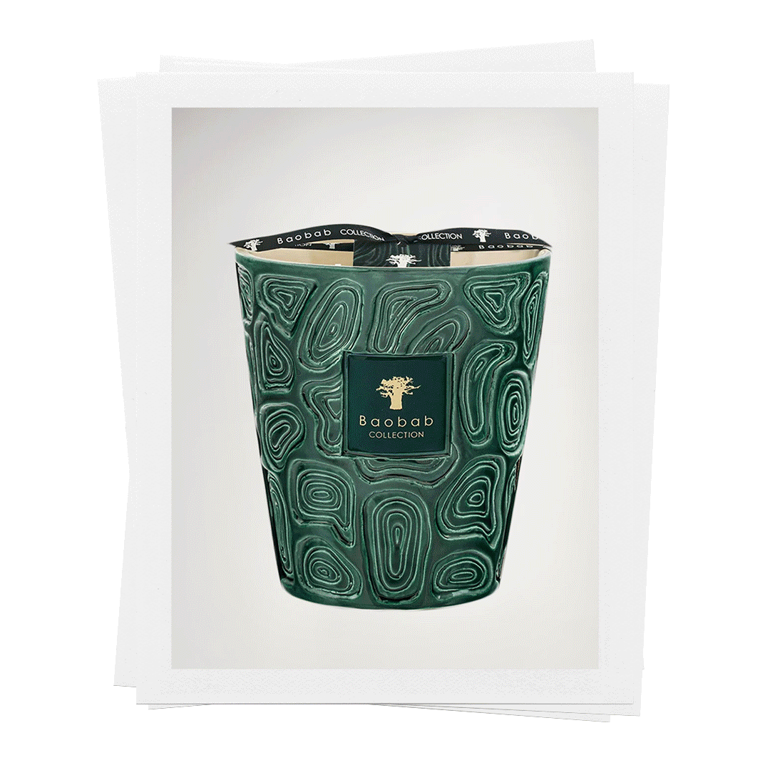 decorative candle holder with a textured green design