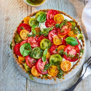 no bake tomato and pesto tart