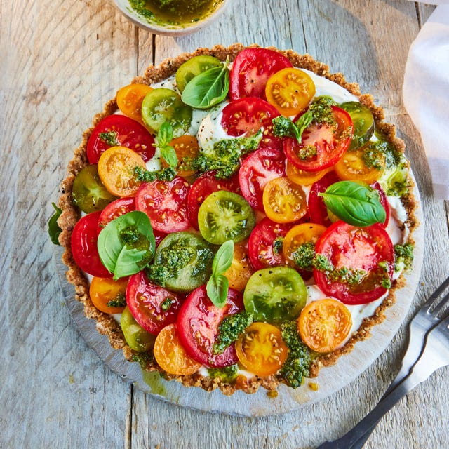 no bake tomato and pesto tart