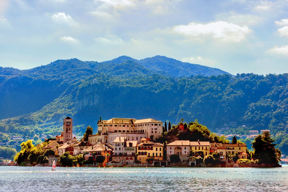 islo san giulio is a beautiful, small island on lake orta, italy.