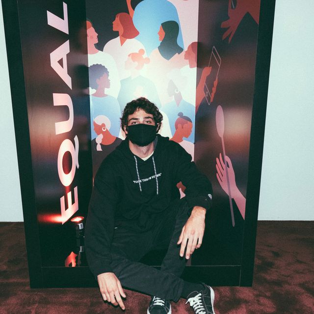 noah centineo at the "fuck this i'm voting" exhibit in los angeles