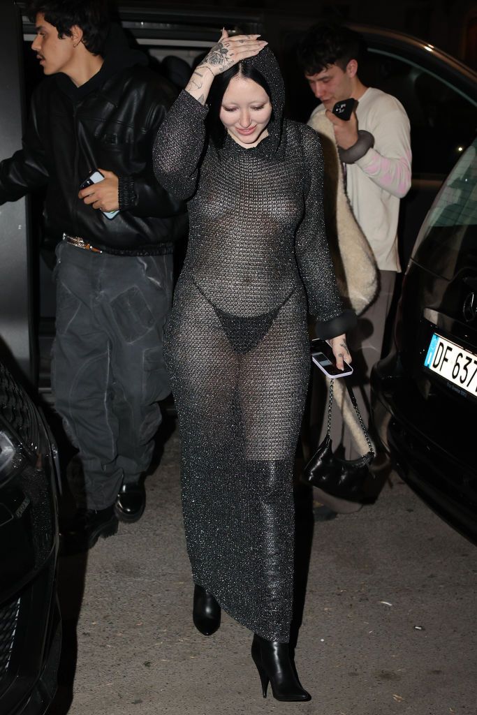 Noah Cyrus Wears a Sheer Mesh Bare Costume With a Black Thong