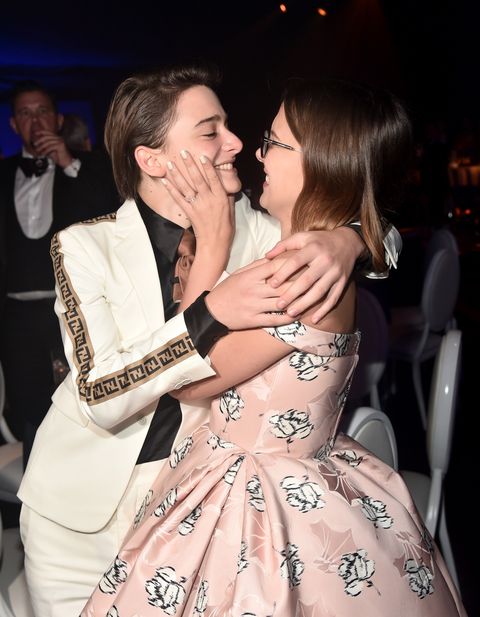 los angeles, ca   september 17  noah schnapp l and millie bobby brown attend the 70th emmy awards governors ball at microsoft theater on september 17, 2018 in los angeles, california  photo by alberto e rodriguezgetty images