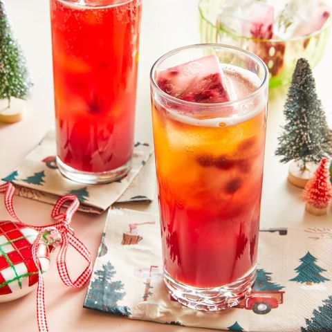 christmas morning punch with pomegranate ice