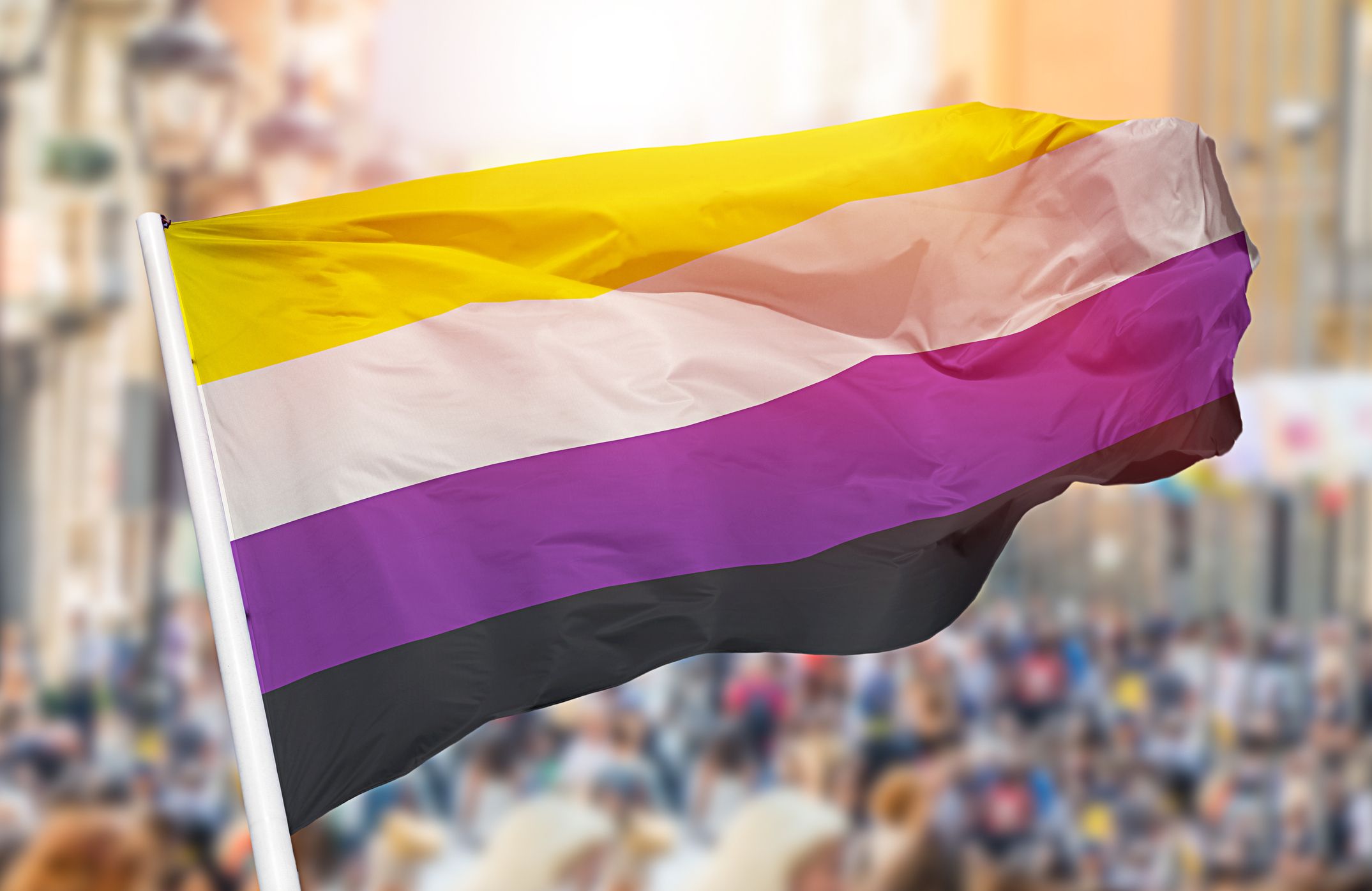 Non Binary Pride Flag Blowing Royalty Free Image 1660847409 
