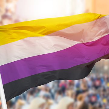 non binary pride flag blowing