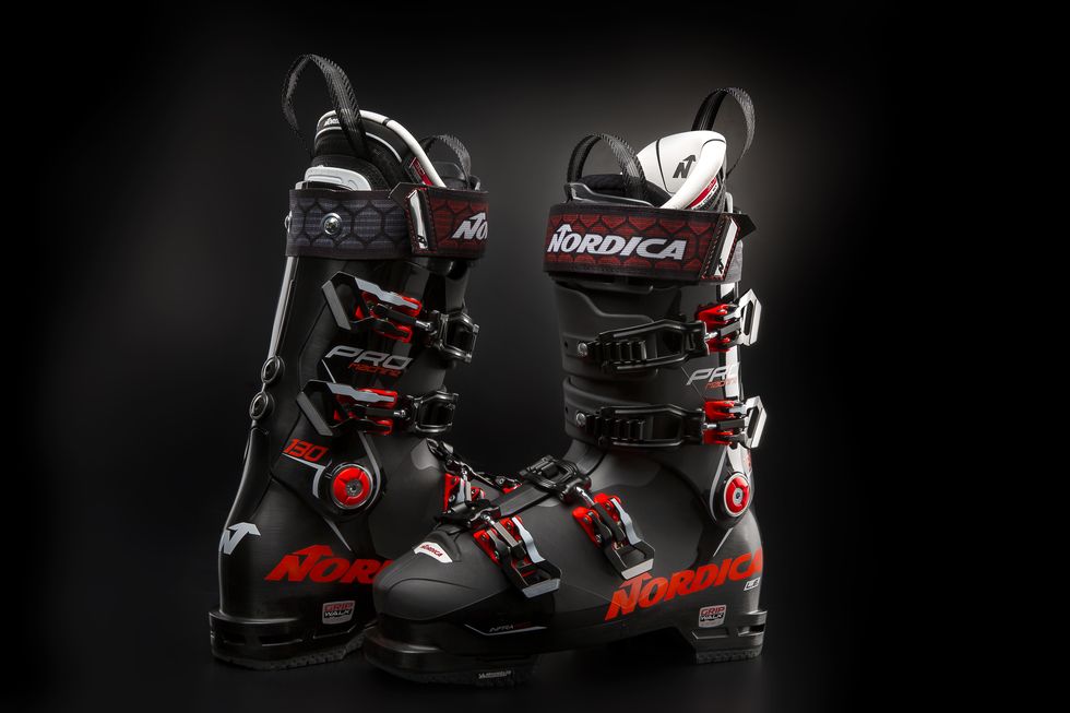 Footwear, Ski boot, Boot, Shoe, Red, Carmine, Downhill ski boot, Motorcycle boot, Hiking boot, Athletic shoe, 