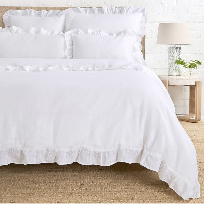 cozy white bedding set with ruffled edges cozy white bedding set with ruffled edges