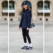 a woman wears leggings and new balance sneakers to illustrate a roundup of nordstrom anniversary sale 2022 best fashion deals