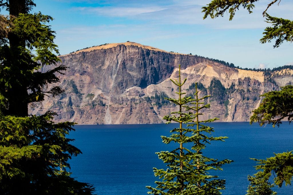 oregon, crater lake national park, liao rock, from phantom ship overlook