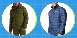 comparison of two mens insulated jackets from different brands