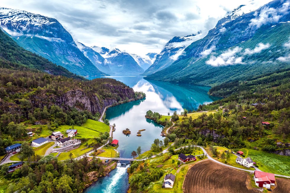 beautiful nature norway natural landscape aerial photography