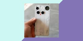 back view of a smartphone with a unique design and camera setup