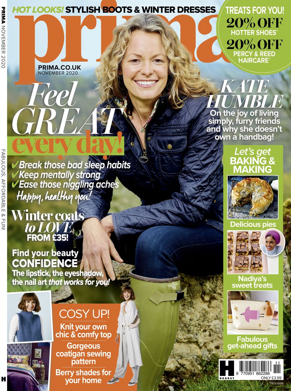 Your new November issue of Prima with cover star Kate Humble