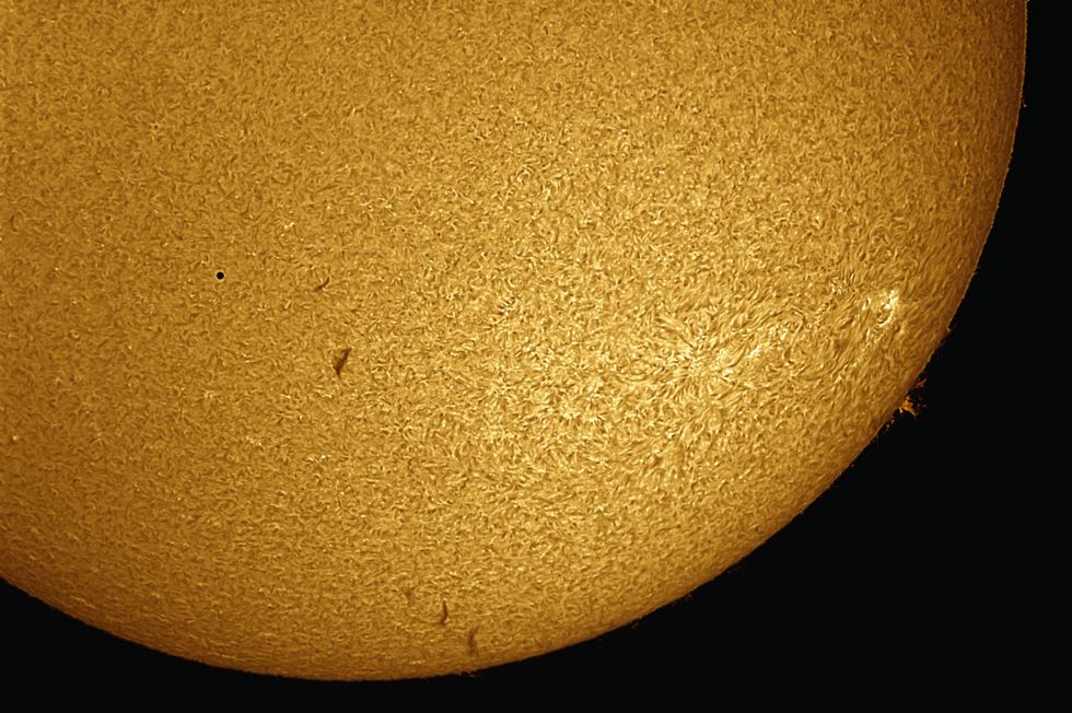 November 8, 2006 Mercury Solar Transit with active sunspots and solar prominence