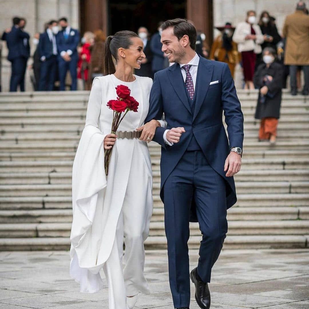 La novia madrileña con mono largo chaleco que Instagram