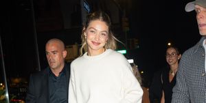 new york, new york october 19 gigi hadid is seen at the opening of her new store guest in residence on october 17, 2023 in new york city photo by jackson leegc images