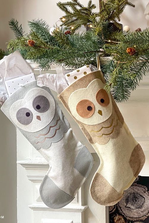 stocking decorating ideas  no sew felt owl stockings