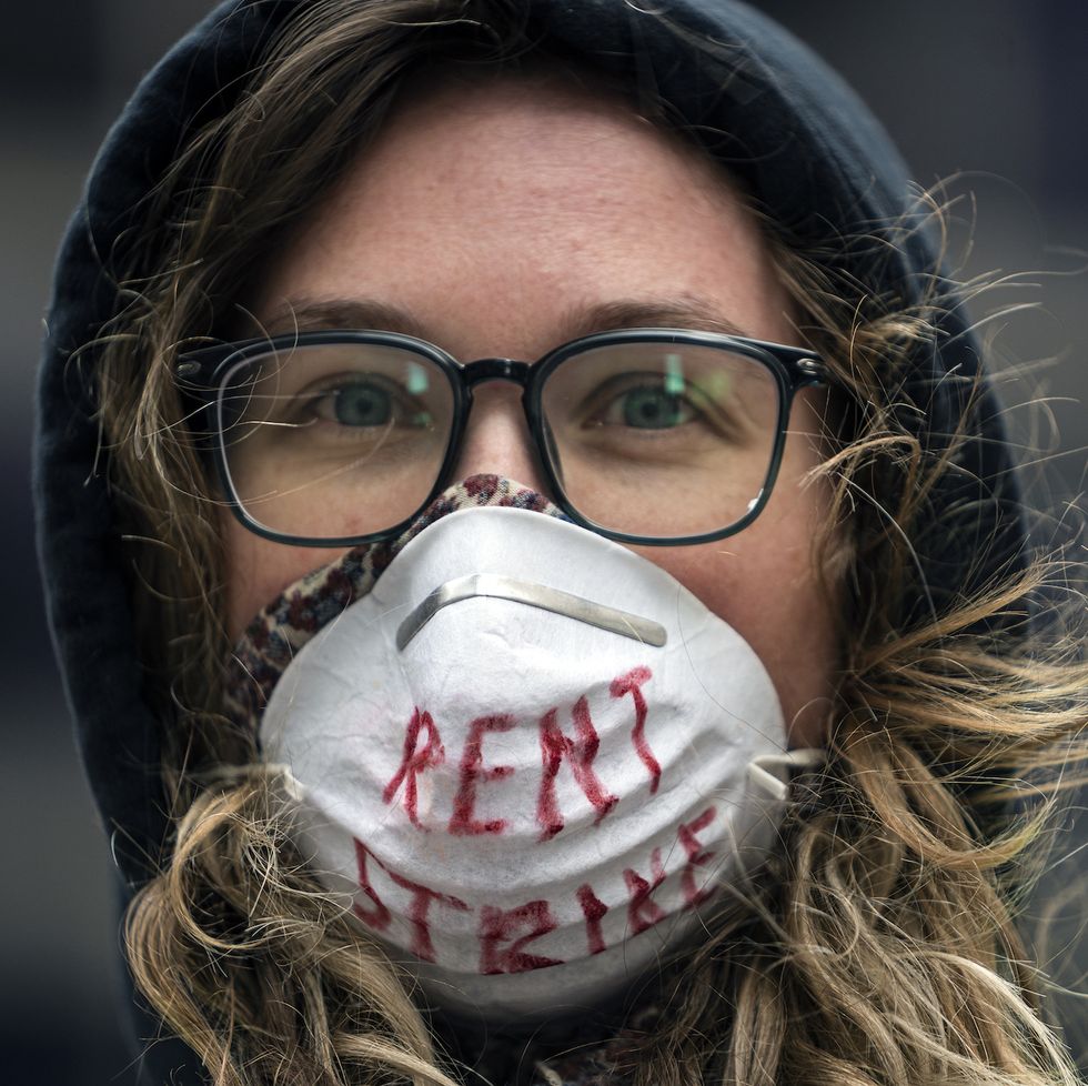minneapolis, mn april 8 tenant right advocates including karissa stotts organized a honking, vehicle protest around the us bank building photo by richard tsong taatariistar tribune via getty images