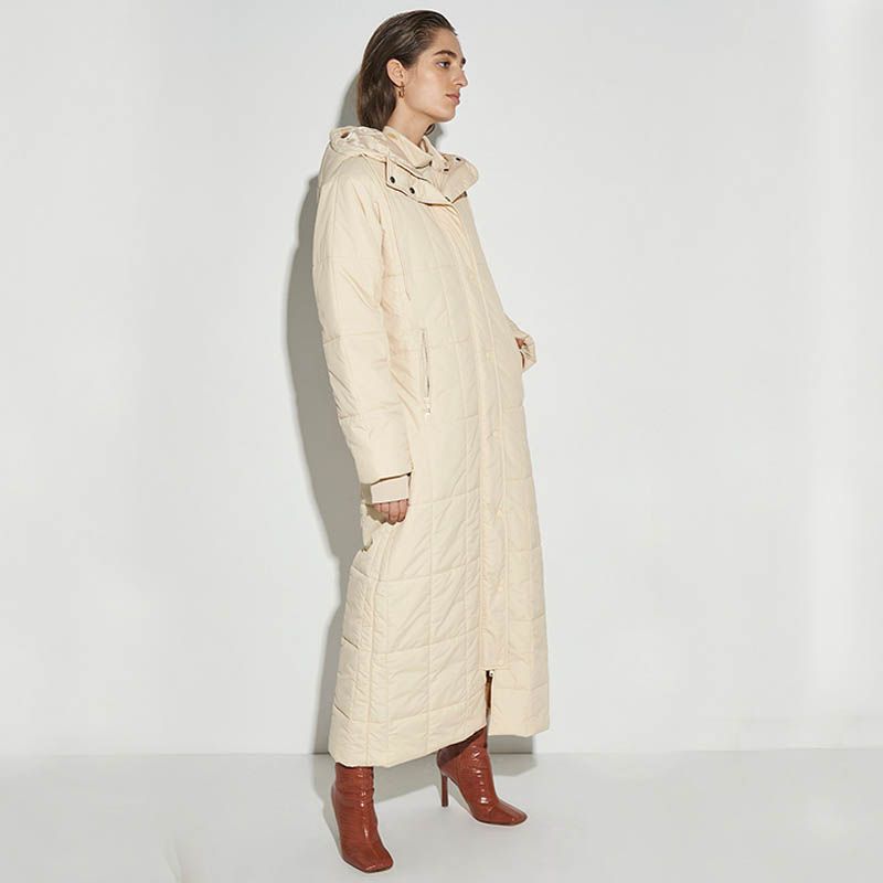 100 recycled quilted puffer long coat