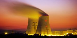 nuclear power plant, dusk