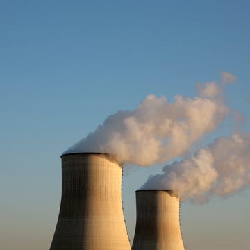 nuclear reactors against blue sky