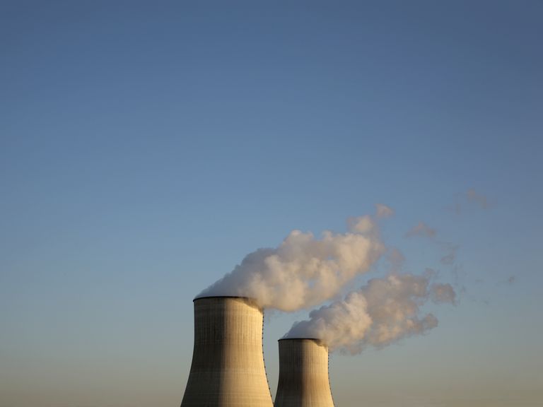 nuclear reactors against blue sky