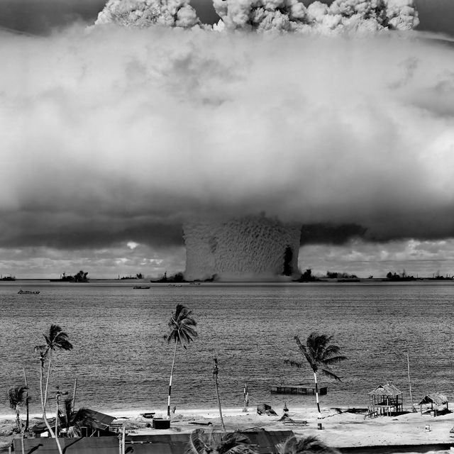 a nuclear weapon test by the american military at bikini atoll, micronesia