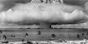 a nuclear weapon test by the american military at bikini atoll, micronesia