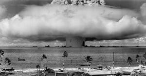 a nuclear weapon test by the american military at bikini atoll, micronesia