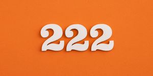 number 222 on orange foam rubber background