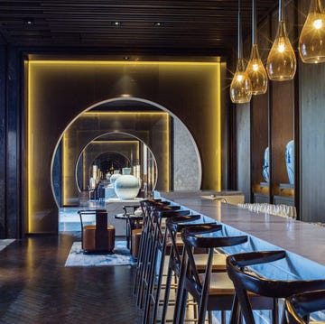 NUO Hotel Beijing Long bar in dark space lit a million ways