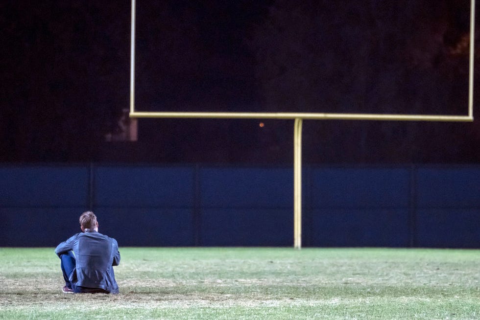 Blue, Player, Sport venue, Night, Sky, Grass, Team sport, Stadium, Sports equipment, Sports, 