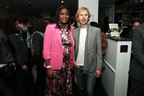 msnbc events     l r president of msnbc rashida jones and musician beck hansen attend the after party of moma film screening of paper glue at michael’s on november 8, 2021 in new york city photo by astrid stawiarzmsnbc