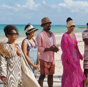 the best man the final chapters episode 102 pictured l r melissa de sousa as shelby, nia long as jordan, regina hall as candy, harold perrineau as julian, sanaa lathan as robin, taye diggs as harper photo by peacock