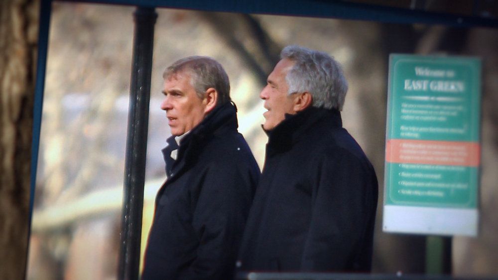 prince andrew banished    pictured prince andrew, jeffrey epstein    photo by peacock