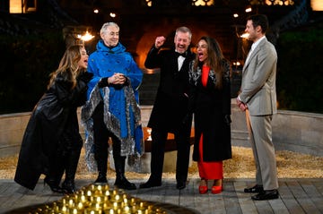 the traitors the day of reckoning is upon us episode 311 pictured: (l r) gabby windey, alan cumming, lord ivar mountbatten, dolores catania, dylan efron (photo by: euan cherry/peacock)