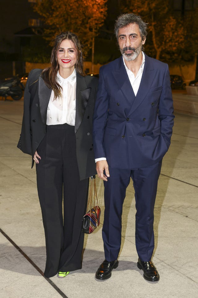 presenter nuria roca and journalist juan del val arriving at the antena 3 christmas party in madrid december 12 2024