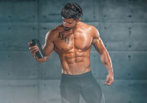 nutritional supplement muscular men drinks protein, energy drink after workout