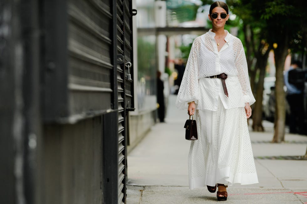 White, Clothing, Street fashion, Fashion, Beauty, Dress, Fashion model, Black-and-white, Outerwear, Shoulder, 